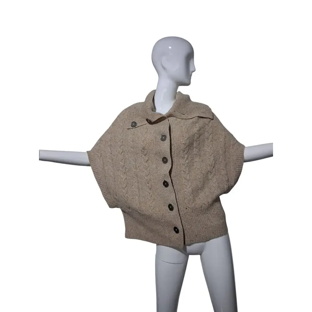 Margaret OLeary Quiet Luxury Womens Small Wool Cashmere‎ Cable Knit Prep Sweater
